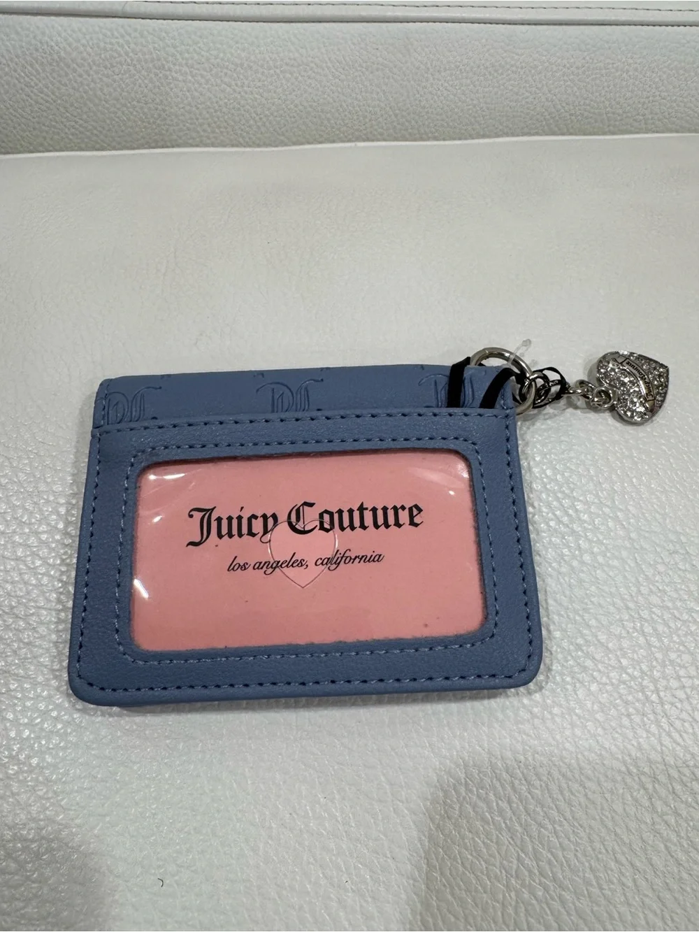 Blue Juicy Couture Card Holder Wallet with silver Heart Charm new